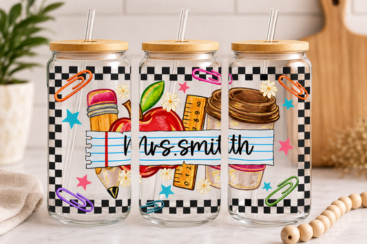 Personalized Teacher Libbey Glass Can